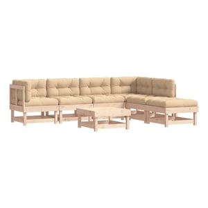vidaXL 7 Piece Patio Lounge Set with Cushions Solid Wood