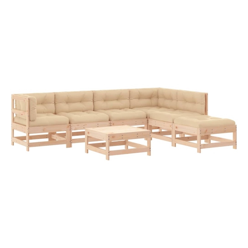 vidaXL 7 Piece Patio Lounge Set with Cushions Solid Wood