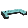 vidaXL 10 Piece Patio Lounge Set with Cushions Poly Rattan Black