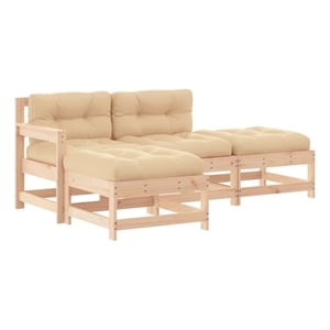 vidaXL 4 Piece Patio Lounge Set with Cushions Solid Wood