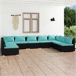 vidaXL 9 Piece Patio Lounge Set with Cushions Poly Rattan Black