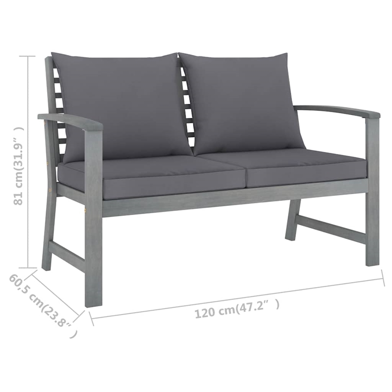vidaXL 4 Piece Patio Lounge Set with Cushions Solid Acacia Wood