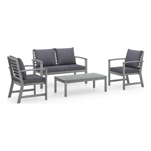 vidaXL 4 Piece Patio Lounge Set with Cushions Solid Acacia Wood