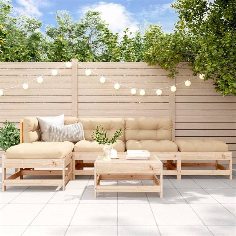 vidaXL 6 Piece Patio Lounge Set with Cushions Solid Wood