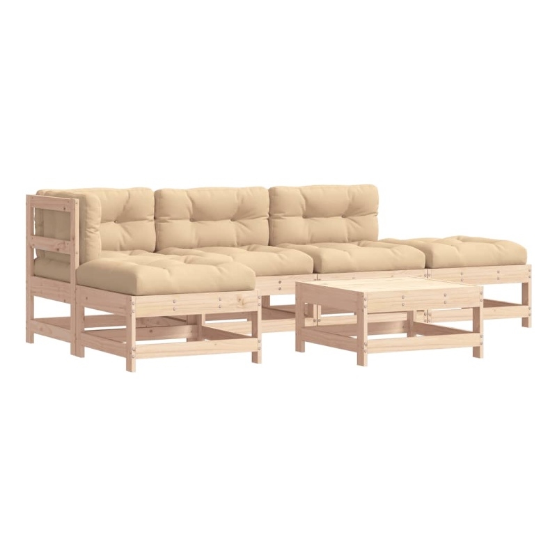 vidaXL 6 Piece Patio Lounge Set with Cushions Solid Wood
