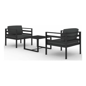 vidaXL 3 Piece Patio Lounge Set with Cushions Aluminum Anthracite