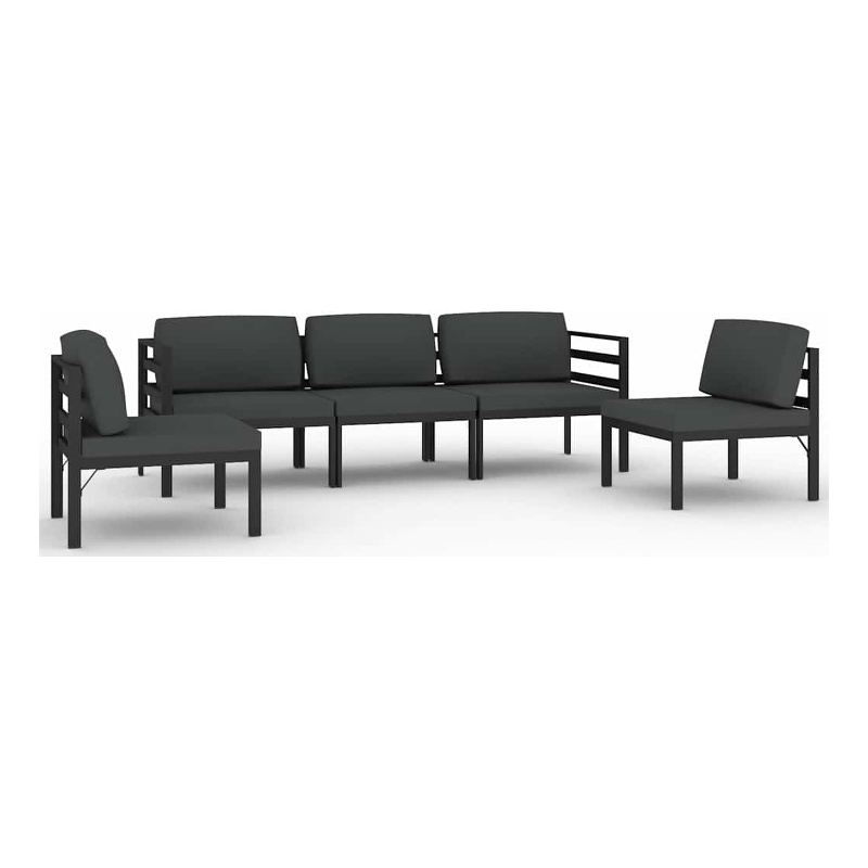 vidaXL 5 Piece Patio Lounge Set with Cushions Aluminum Anthracite