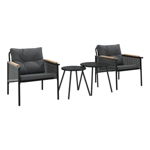 vidaXL 4 Piece Balcony Furniture Set with Cushions Black Steel