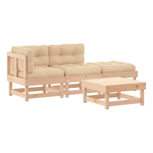 vidaXL 4 Piece Patio Lounge Set with Cushions Solid Wood