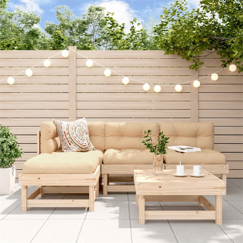 vidaXL 5 Piece Patio Lounge Set with Cushions Solid Wood