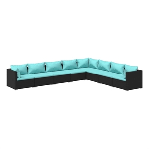 vidaXL 8 Piece Patio Lounge Set with Cushions Poly Rattan Black