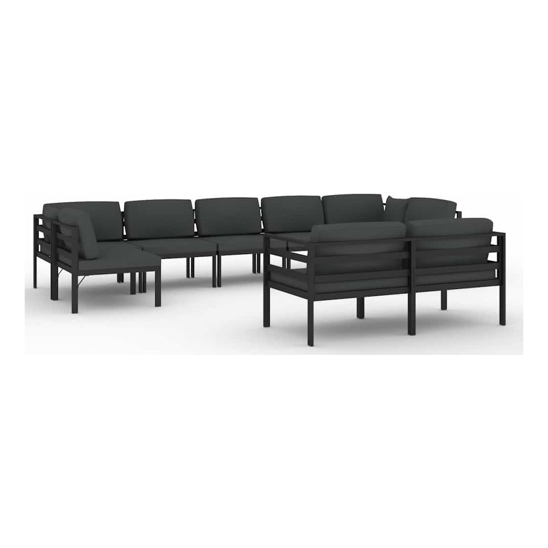vidaXL 9 Piece Patio Lounge Set with Cushions Aluminum Anthracite