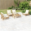 vidaXL 5 Piece Patio Lounge Set with Cream White Cushions Bamboo