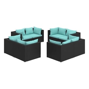 vidaXL 8 Piece Patio Lounge Set with Cushions Poly Rattan Black