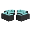 vidaXL 8 Piece Patio Lounge Set with Cushions Poly Rattan Black
