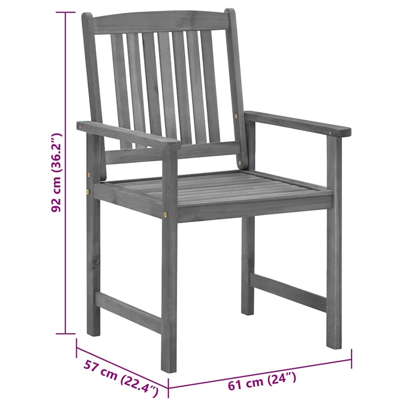 vidaXL Patio Chairs with Cushions 4 pcs Gray Solid Acacia Wood