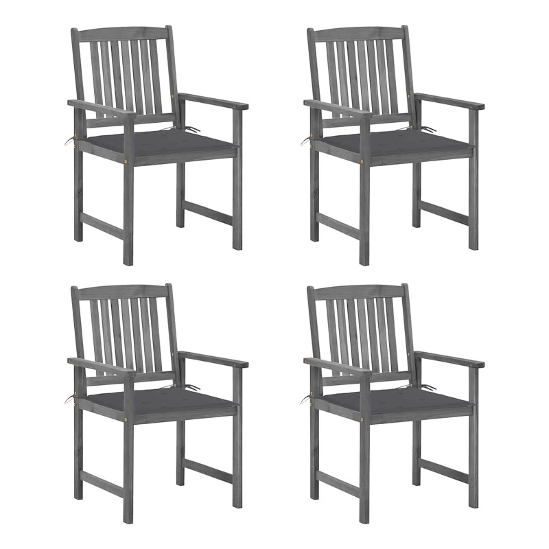 vidaXL Patio Chairs with Cushions 4 pcs Gray Solid Acacia Wood