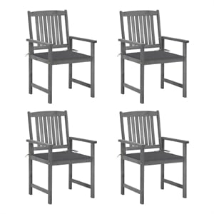 vidaXL Patio Chairs with Cushions 4 pcs Gray Solid Acacia Wood