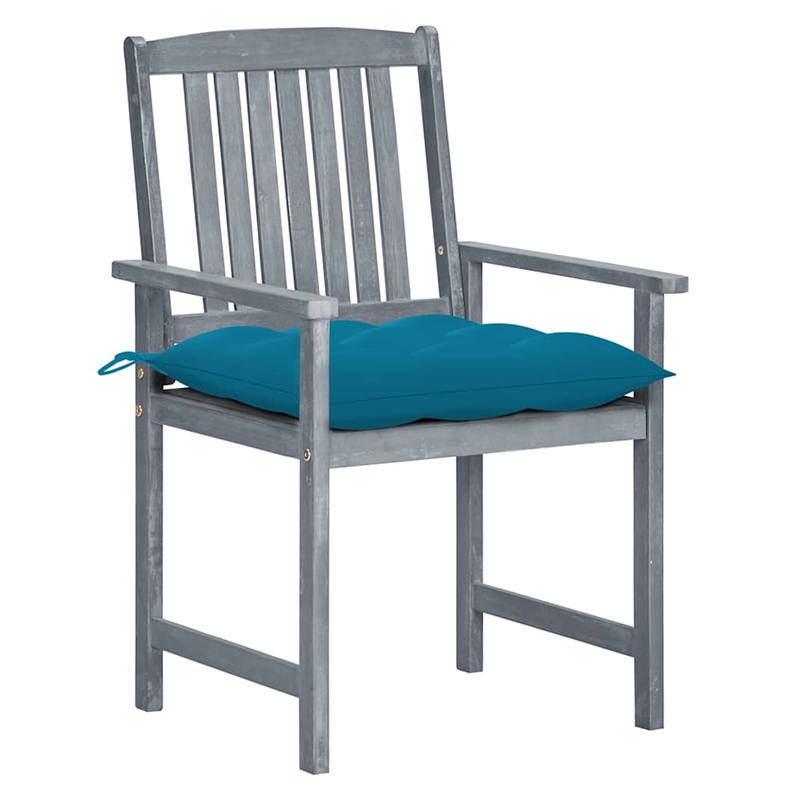 vidaXL Patio Chairs with Cushions 2 pcs Gray Solid Acacia Wood