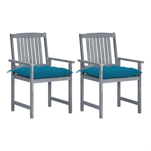vidaXL Patio Chairs with Cushions 2 pcs Gray Solid Acacia Wood
