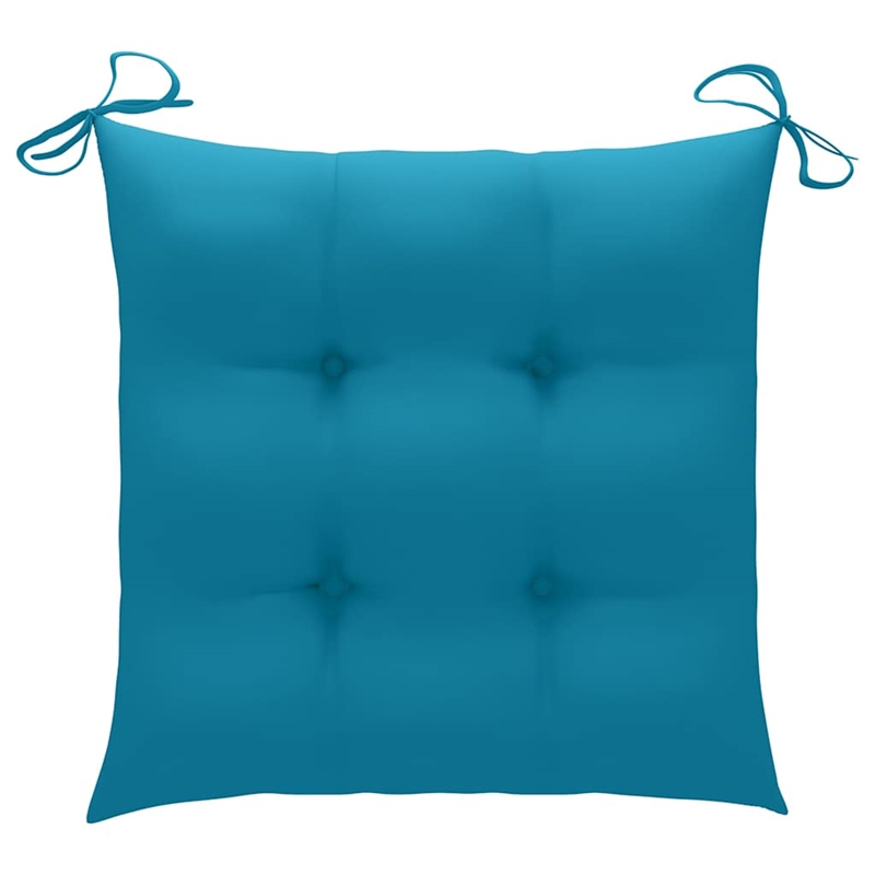 vidaXL Batavia Chairs 2 pcs with Light Blue Cushions Solid Teak Wood