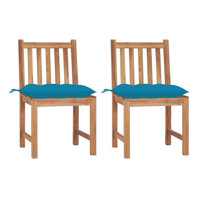 vidaXL Patio Chairs 2 pcs with Cushions Solid Teak Wood