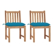 vidaXL Patio Chairs 2 pcs with Cushions Solid Teak Wood