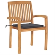vidaXL Patio Chairs 2 pcs with Anthracite Cushions Solid Teak Wood