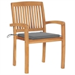 vidaXL Patio Chairs 2 pcs with Gray Cushions Solid Teak Wood