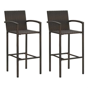 vidaXL Bar Stools 2 pcs Brown Poly Rattan