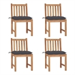 vidaXL Patio Chairs 4 pcs with Cushions Solid Teak Wood