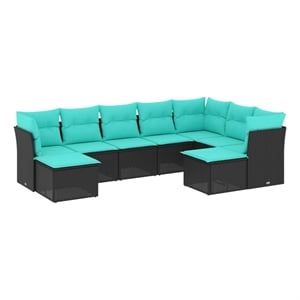 vidaXL 9 Piece Patio Sofa Set with Cushions Black Poly Rattan