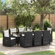vidaXL Garden Dining Set 9 pcs Black Poly Rattan