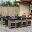 vidaXL 9 Piece Garden Dining Set with Cushions Grey Poly Rattan