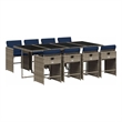 vidaXL 9 Piece Garden Dining Set with Cushions Grey Poly Rattan