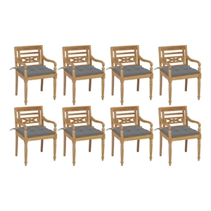 vidaXL Batavia Chairs with Cushions 8 pcs Solid Teak Wood