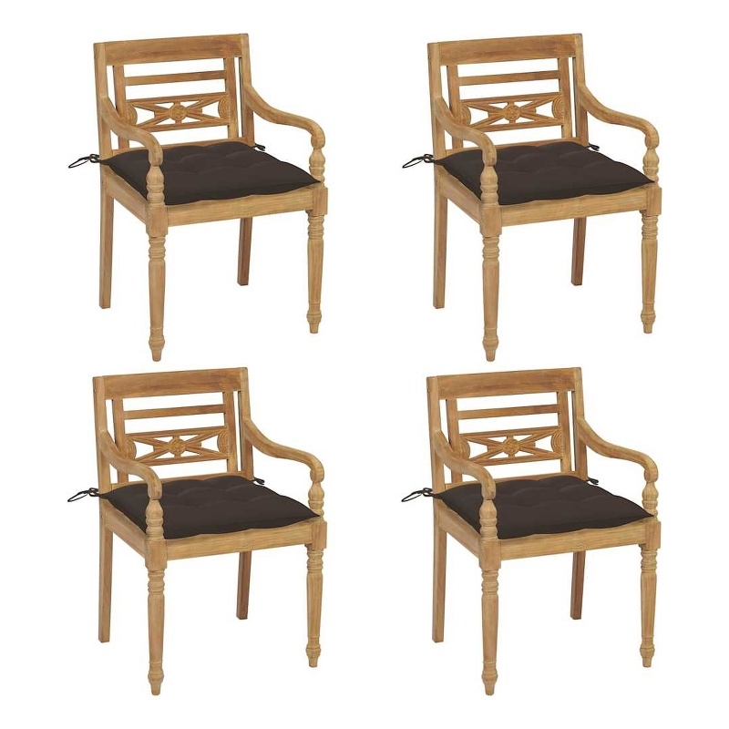 vidaXL Batavia Chairs with Cushions 4 pcs Solid Teak Wood