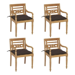 vidaXL Batavia Chairs with Cushions 4 pcs Solid Teak Wood
