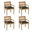 vidaXL Batavia Chairs with Cushions 4 pcs Solid Teak Wood