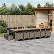 vidaXL 17 Piece Patio Dining Set with Cushions Gray Poly Rattan