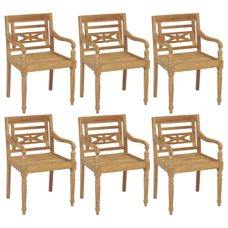 vidaXL Batavia Chairs with Cushions 6 pcs Solid Teak Wood