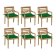 vidaXL Batavia Chairs with Cushions 6 pcs Solid Teak Wood