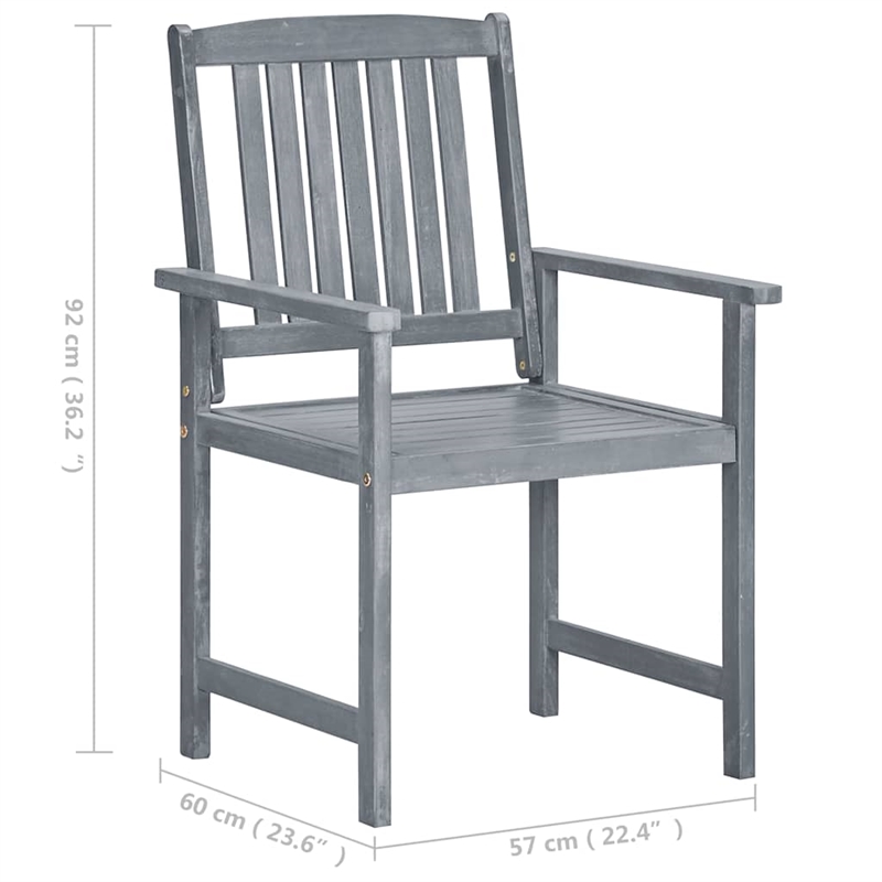 vidaXL Patio Chairs with Cushions 2 pcs Gray Solid Acacia Wood