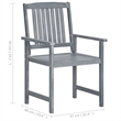 vidaXL Patio Chairs with Cushions 2 pcs Gray Solid Acacia Wood