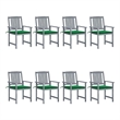 vidaXL Patio Chairs with Cushions 8 pcs Solid Acacia Wood Gray