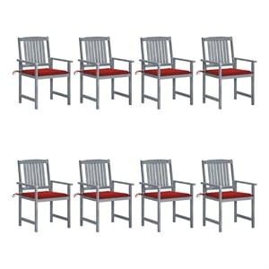 vidaXL Patio Chairs with Cushions 8 pcs Solid Acacia Wood Gray