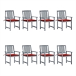 vidaXL Patio Chairs with Cushions 8 pcs Solid Acacia Wood Gray