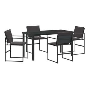 vidaXL Garden Dining Set 5 pcs Black Textilene and Steel