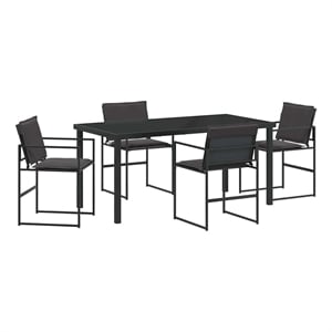 vidaXL Garden Dining Set 5 pcs Black Textilene and Steel