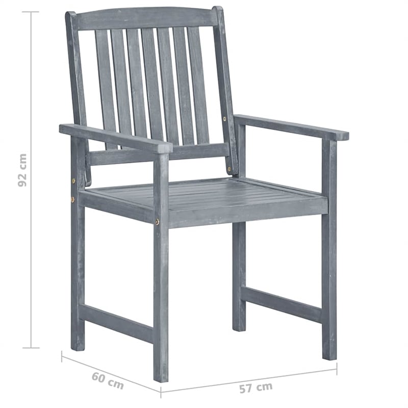 vidaXL Patio Chairs with Cushions 2 pcs Gray Solid Acacia Wood